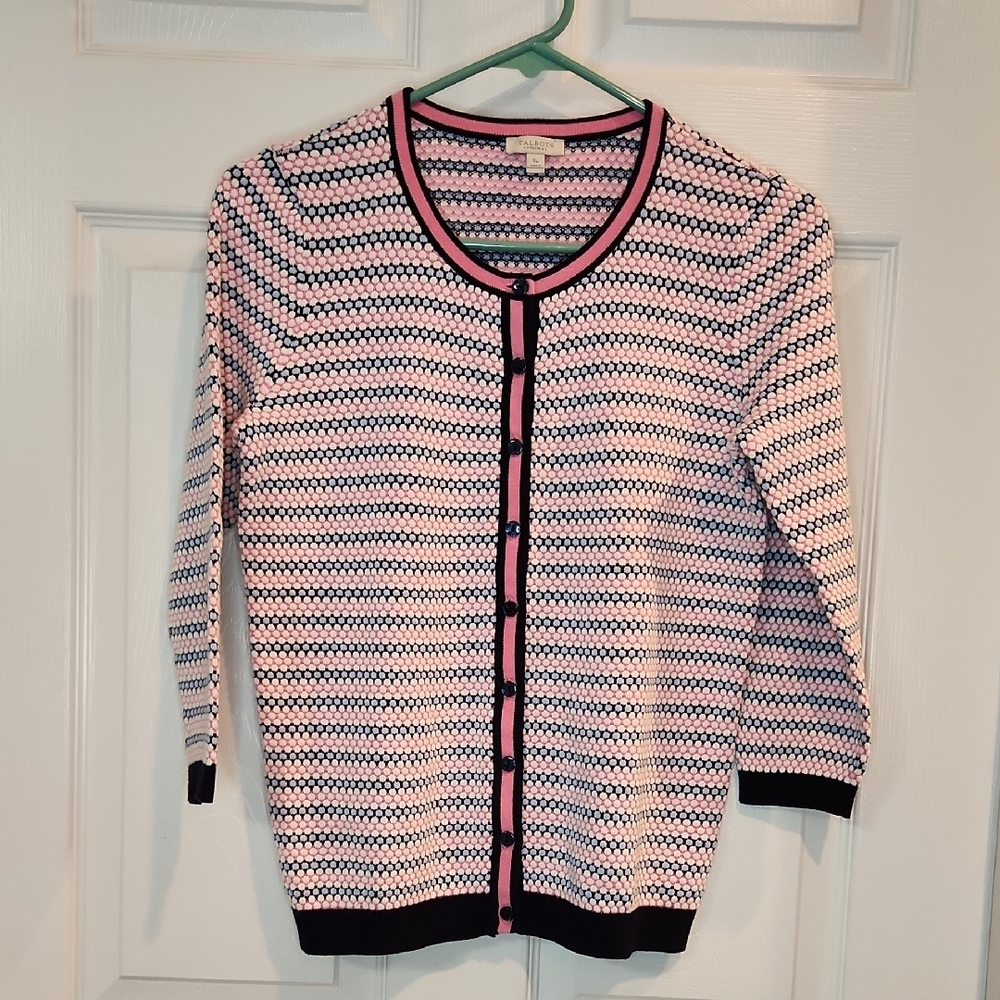 Pink and Blue Patterned Lightweight Women's Sweater